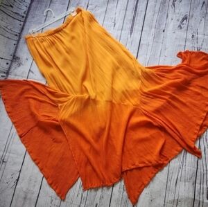 Stunning Sun Midi Skirt Gypsy Soft Fabric Ombre Dip-Dye Skirt 3X